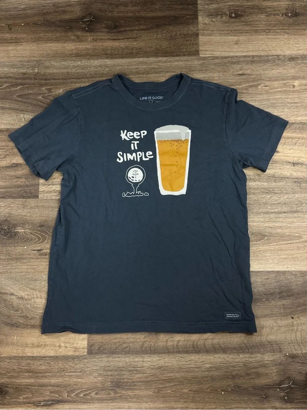 Life is Good Keep it Simple Golf & Beer Crusher Tee Shirt Men’s Medium